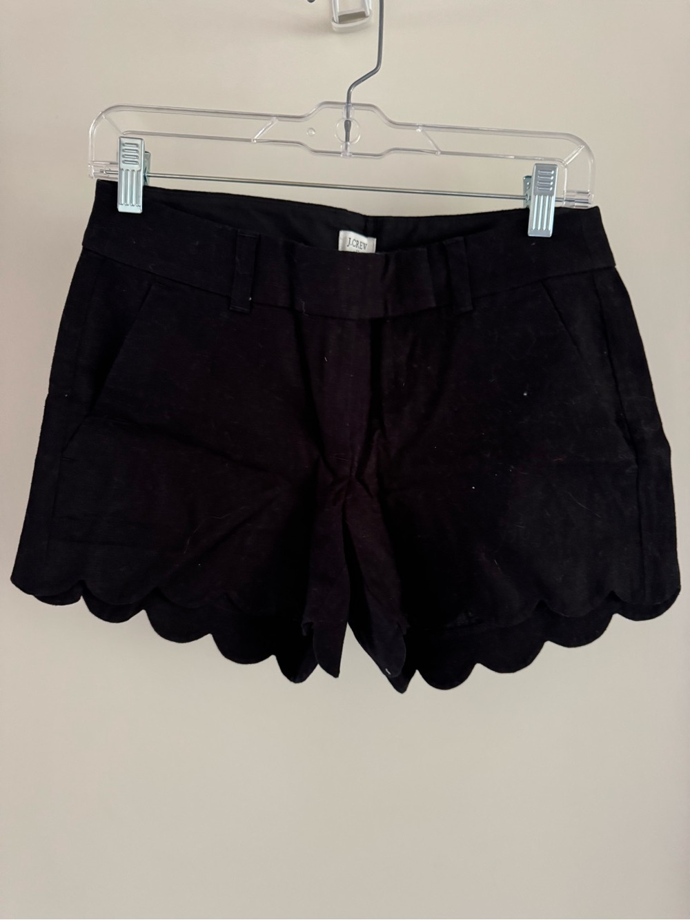 J. Crew Black Scalloped Hem High-Waist Shorts